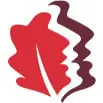 Red leaf and two stylized faces.