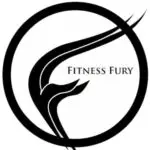 A black and white logo of fitness fury.