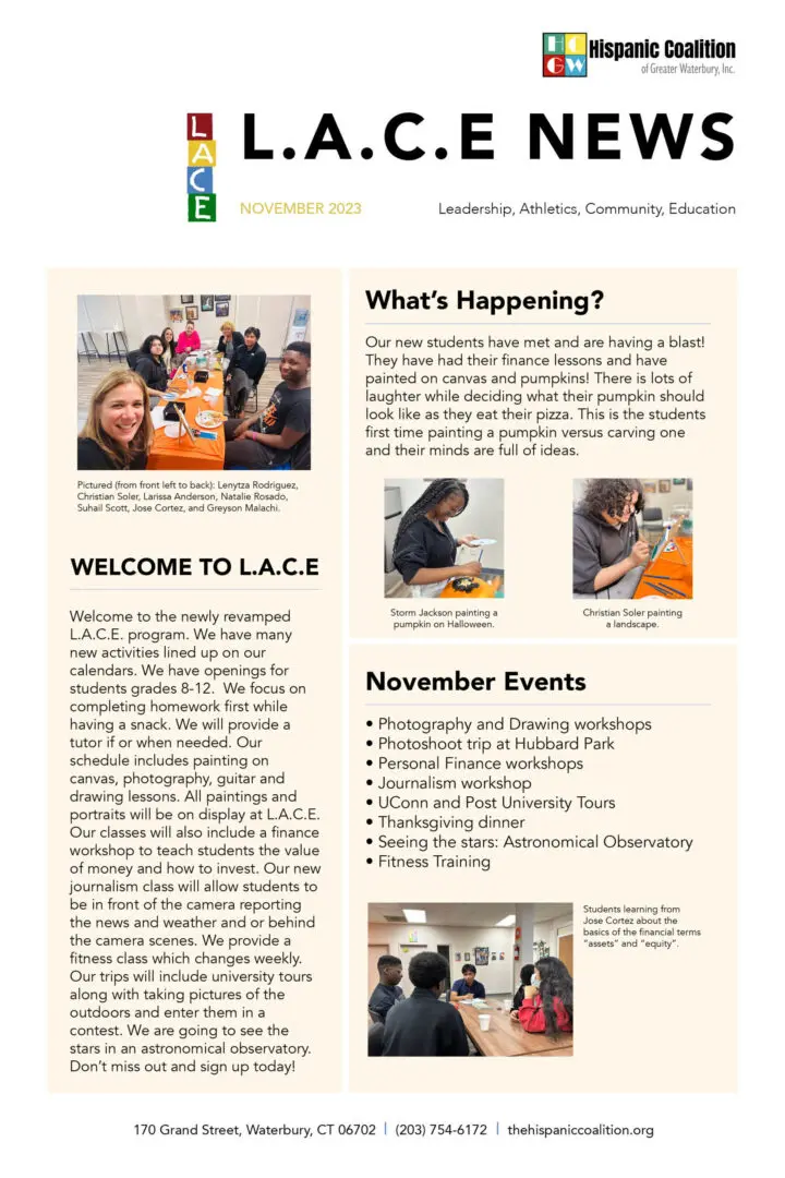 A page of an article about the l. A. C. E.