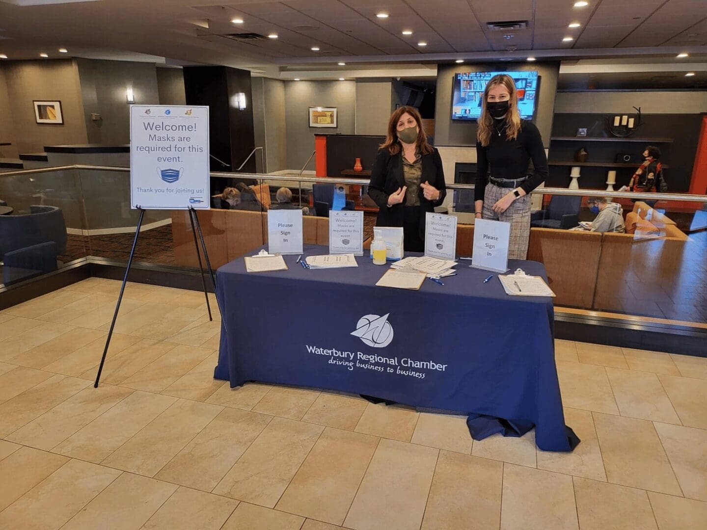 Waterbury Regional Chamber event sign-in table.