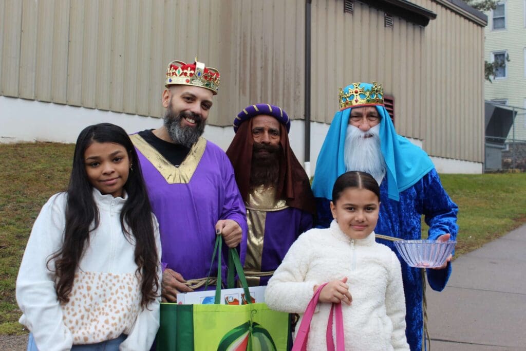 A group of people dressed up as kings and queens.