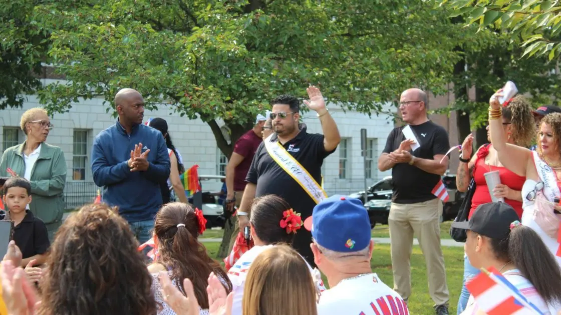Officials and attendees gathered for the Puerto Rican Mayor for a Day celebration in Connecticut